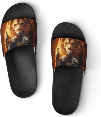 Generic Lion And Knights Shower Shoes Slipper for Women Men Beach Slippers Quick Drying Non Slip Open-Toe Sandals