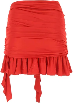 ADĀMO Andrea Adamo Womens Ruffled Viscose Mini Skirt Red