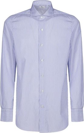 Finamore Camicia a righe in cotone - Blu