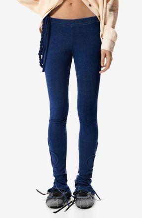 Desigual Tie Hem Detail Stretch Cotton Knit Pants in Navy Blue at Nordstrom, Size X-Large