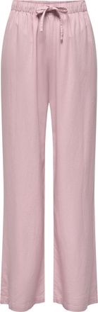 Only Schlupfhose ONLY ONLGOA MW LINEN BL PULL-UP PANT CC PNT, Damen, Gr. XL, L&auml;nge 32, burnished lila, Web, Obermaterial: 70% Viskose, 30% Leinen, unifarbe