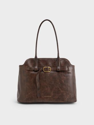 Charles & Keith Victoria Belted Trapeze Tote Bag