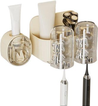 OEM Bonito Portacepillos Con Forma De Oso Y Dispensador Autom&aacute;tico De Pasta De Dientes. Portacepillos De Pared Con 2 Vasos