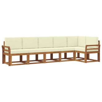 vidaXL Conjunto De Sof&aacute;s De Exterior Con Coj&iacute;n 6 Pcs Natural Y Crema Vidaxl