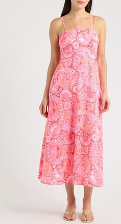 Lilly Pulitzer Jorgian Linen Midi Dress in Paradise Punch Jims Stuff at Nordstrom, Size 10