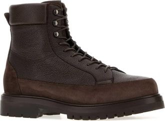 Brunello Cucinelli Mens Brown Leather And Suede Ankle Boots Col80 Stivali
