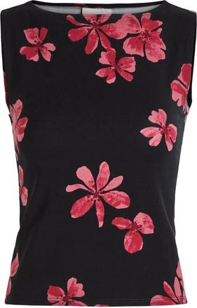 Reformation Top smanicato a fiori - Nero