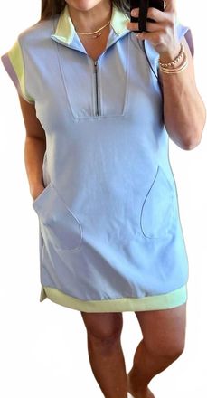 Why Dress Color Block Wide Sleeve Dress In Blue