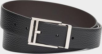 Ferragamo Men & apos;s Reversible Leather Resin-Buckle Belt