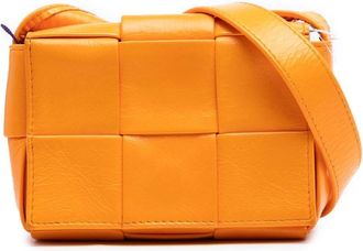 Bottega Veneta Pre-owned Cross Body Bags, female, Orange, Size: ONE SIZE Pre-owned Woven Leather Crossbody Bag