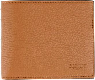 Valentino Garavani Selleria Bifold Portemonnee met Rockstuds - Heren - Portefeuilles - Bruin - ONE Size - Leer - Accessoires