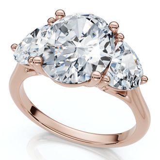 Pompeii3 Certified 3Ct Oval Trilogy Diamond Engagement Ring 14k Gold or Pt Lab Grown