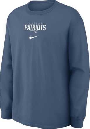 Nike New England Patriots Rivalries Collection Max90 Nike Mens NFL Long-Sleeve T-Shirt in Blue | 04T94NR8K-MXR