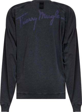 MUGLER Batwing Sleeve Cotton Sweatshirt - Black