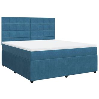 vidaXL Vidaxl - Cama Box Spring Con Colch&oacute;n Terciopelo Azul Oscuro 180x200 Cm