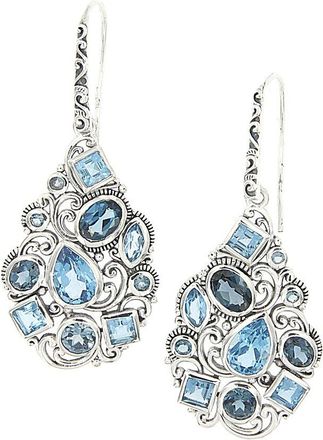 Samuel B. Silver 9.96 Ct. Tw. Blue Topaz Earrings