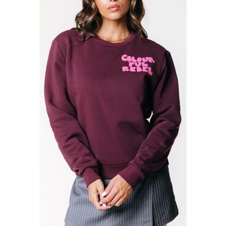 Colourful rebel Logo Wave Puff Relaxed Sweat Port Red at Nordstrom, Size X-Small Eu