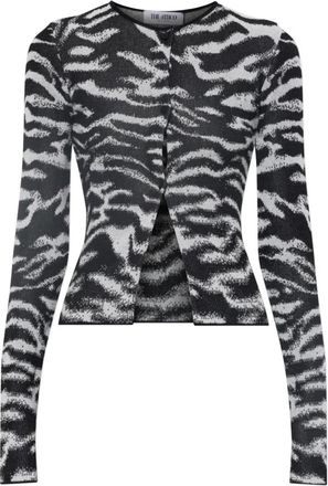 The Attico Truien & Vesten, Dames, Zwart, XS, Katoen, Dierenprint Vest