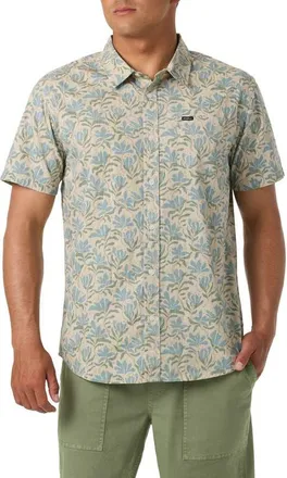 O'Neill Terrace Print Short Sleeve Button-Up Shirt in Light Khaki at Nordstrom, Size Xx-Large