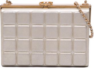 Chanel Pre-owned Womens Quilted Lambskin Leather Crossbody - Light Grey - One Size