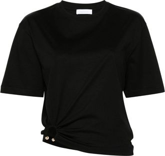 Paco Rabanne signature piercing jersey T-shirt - women - Cotton - M - Black