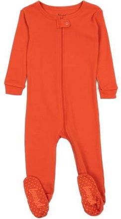Leveret Footed Cotton Pajamas Matching Family Coordinated Solid Colors in Orange at Nordstrom, Size 12-18M