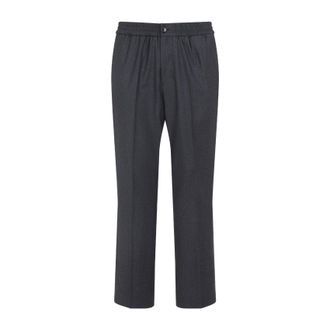 Ami Grey Elasticated Waist Virgin Wool Pants-Uomo