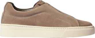 Scarosso Schoenen, Heren, Bruin, 42 1/2 EU, Suède, Taupe Suède Slip-On Sneakers