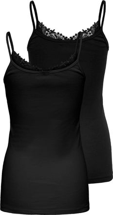 Only Carmakoma Spaghettitop ONLY CARMAKOMA CARLULU LACE SINGLET 2PACK CS JRS ZL, Damen, Gr. XL, schwarz pack:wei&szlig;, Jersey, Obermaterial: 100% Baumwolle, unifarben, r