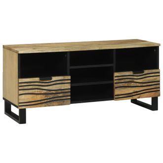 Berkfield Home TV Cabinet, 100x33.5x46 cm, made from solid mango wood in Beige | Size: 100x33.5x46 cm