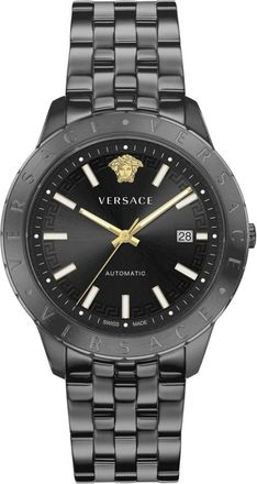 Versace Herenhorloge Univers Datum Roestvrij Staal - Heren - Horloges - Zwart - ONE Size - Accessoires