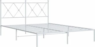 vidaXL Metal Bed Frame without Mattress with Headboard White 140x200cm Vidaxl