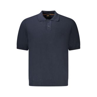 HUGO BOSS Mens Knitted Polo Shirt Short Sleeves - Dark Blue Cotton - Size 2XL
