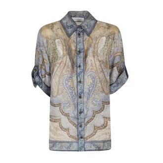 Zimmermann Shirts, female, Multicolor, Size: XS Wanderlust Short Sleeve Shirt