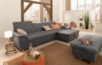HOME AFFAIRE Ecksofa »Lyla L-Form« mit Recamiere, wahlweise mit Rückenfunktion und zusätzlich mit Bett