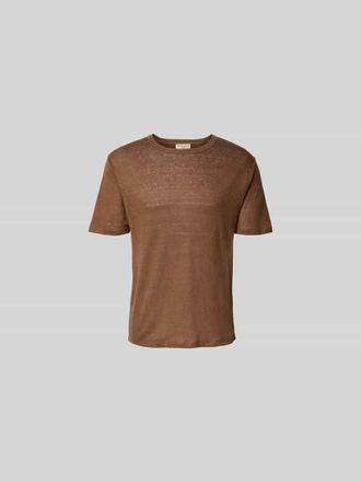 Officine G&eacute;n&eacute;rale Regular Fit T-Shirt aus reinen Leinen in Mittelbraun, Gr&ouml;&szlig;e XL