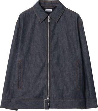 Burberry belted denim jacket - women - Cotton/Calf Leather/Cotton - 4 - Blue