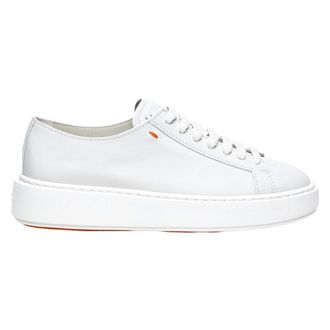 Santoni Schoenen, Dames, Wit, 37 1/2 EU, Leer, Leren Sneakers met Sluiting aan de Voorkant