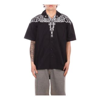 Marcelo Burlon Short Sleeve Shirts, male, Black, Size: L Logo Front Shirt