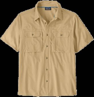 Patagonia Mens Short Sleeve Self Guided Sun Shirt In Nautilus Tan