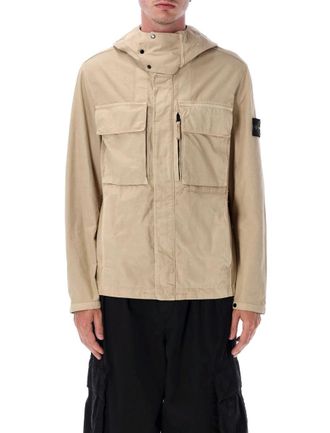 Stone Island Canvas Weave Cotton Hooded Field Jacket