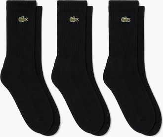 Lacoste Mens Lacoste Sport 3 Pack High Cut Socks Black/Black/Black - Size: 7/7.5/6/6.5/5.5/8