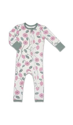 Everly Grey Convertible Romper Fitted Long Sleeve Pajama in Honey Bloom at Nordstrom, Size 18-24M