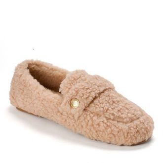 Dearfoams Madeline Luxe Teddy Loafer Slipper in Latte at Nordstrom, Size X-Large M
