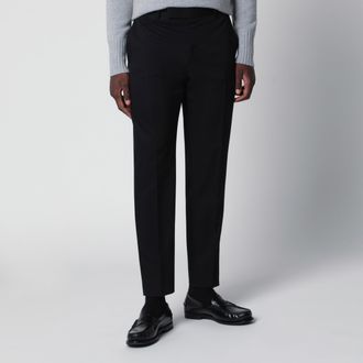 Pantaloni Torino Black wool tailored slim-fit trousers