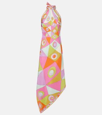Pucci Abito midi Orchidee in twill di seta