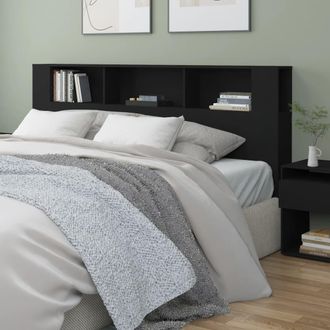 vidaXL Mueble Cabecero Negro 200x18,5x104,5 Cm Vidaxl