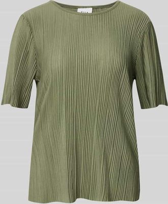 Vila T-Shirt mit Plisseefalten Modell PLISA in Khaki, Gr&ouml;&szlig;e XS