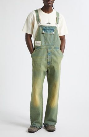Song for the Mute x Birkenstock The Artist Distressed Denim Overalls in Blue Dirty Wash at Nordstrom, Size X-Large