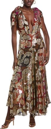 Farm Rio Jacquard Lurex Sleeveless Maxi Dress